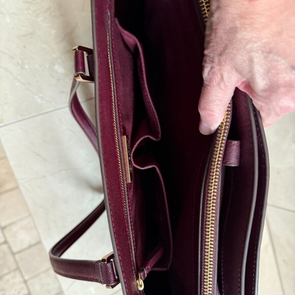 Dark Red Leather Tory Burch Robinson Tote - Picture 8 of 8